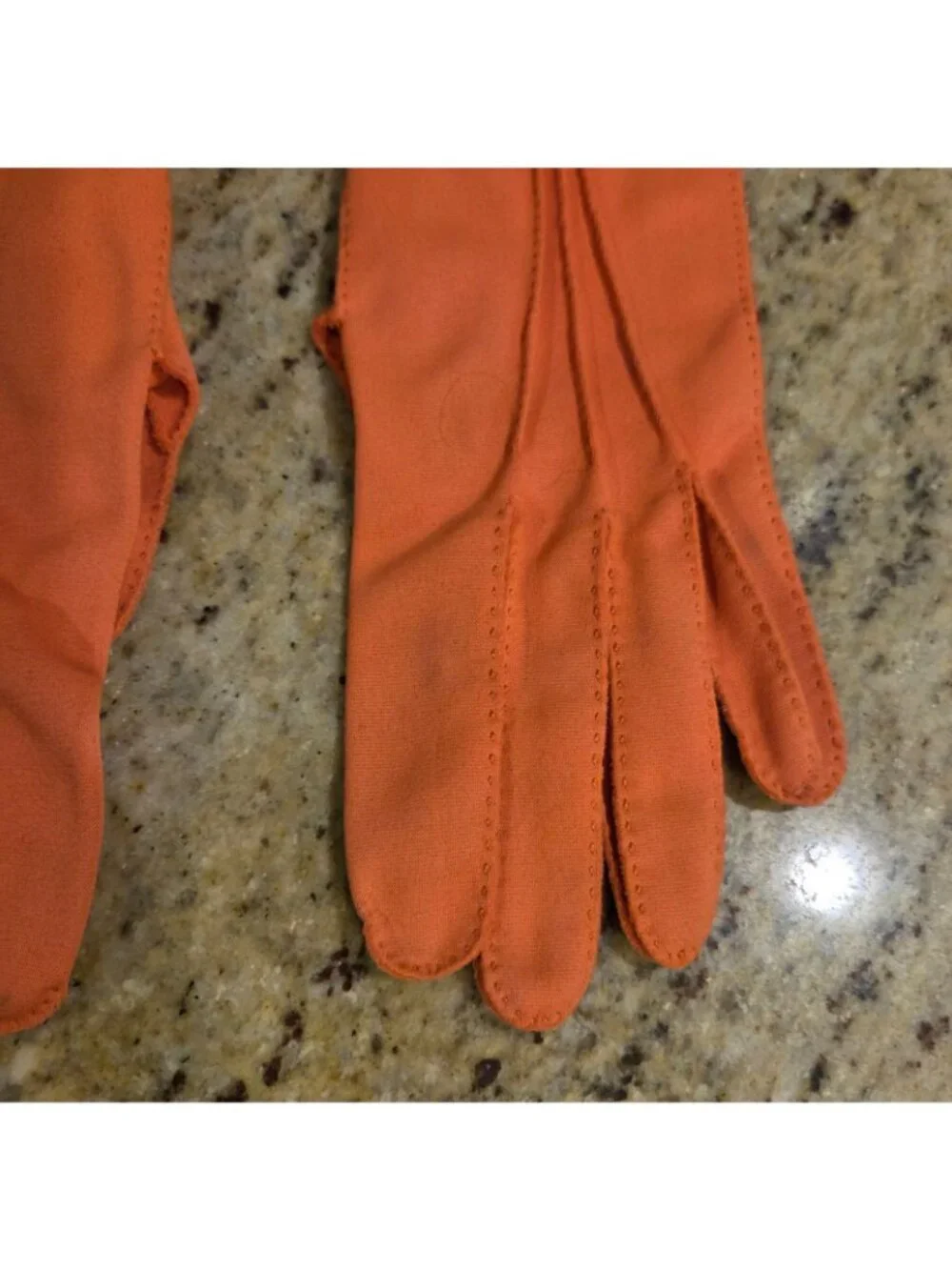 Vintage Womens Size XL XXL Pumpkin Orange Formal Stretch Nylon Gloves